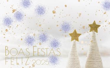 2 cones em corda com estrela em cima simbolizando árvore de natal